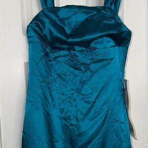 Teal Satin Corset Back Prom Dress, Size 4